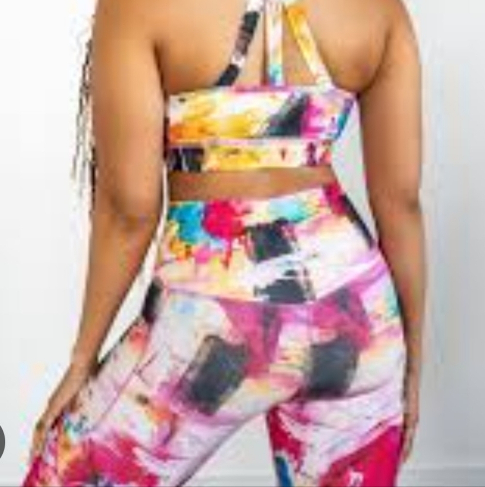 #061 Sz XL Leggings / Abstract Activewear Sports Bottom Rebelious by Maya Elious